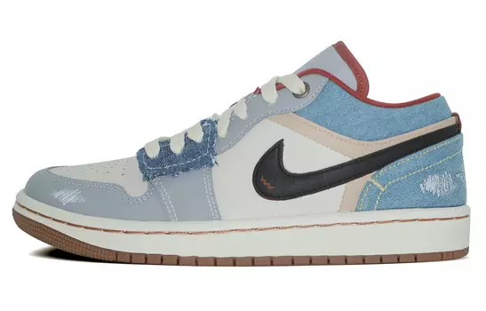 Кроссовки Air Jordan 1 Vintage Basketball Shoes Women's Low-top Beige, голубой