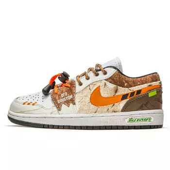 Кроссовки Air Jordan 1 Vintage Basketball Shoes Women's Low-top Brown/yellow, коричневый