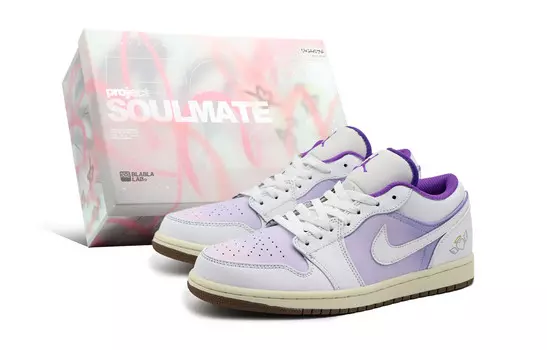 Кроссовки Air Jordan 1 Vintage Basketball Shoes Women's Low-top White/purple, светло-фиолетовый