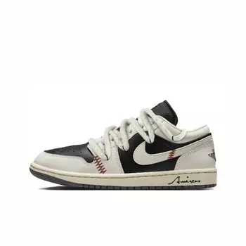 Кроссовки Air Jordan 1 Vintage Basketball Shoes Women's Low-top White/Black/Red, черный