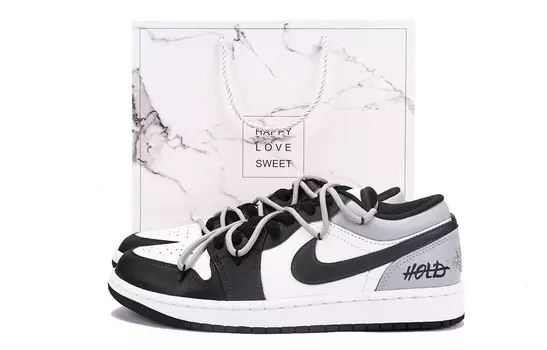 Кроссовки Air Jordan 1 Vintage Basketball Shoes Men Low-top Gray, черный/серый