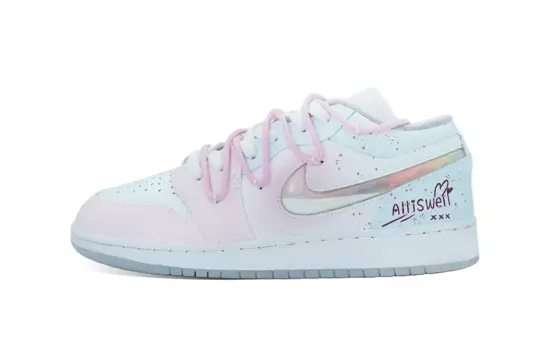 Кроссовки Air Jordan 1 Vintage Basketball Shoes Women's Low-top Pink/blue/white, розовый