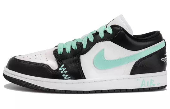 Кроссовки Air Jordan 1 Vintage Basketball Shoes Men Low-top Black/white/green, зеленый