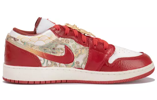 Кроссовки Air Jordan 1 Vintage Basketball Shoes Men Low-top Gold/Red, золотой/красный