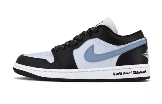 Кроссовки Air Jordan 1 Vintage Basketball Shoes Women's Low-top Black/Blue, черный/синий