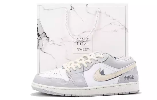 Кроссовки Air Jordan 1 Vintage Basketball Shoes Men Low-top White, светло-серый