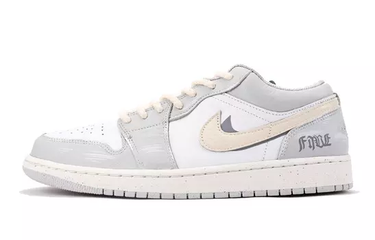 Кроссовки Air Jordan 1 Vintage Basketball Shoes Men Low-top Blue, светло-серый