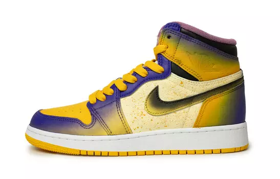 Кроссовки Air Jordan 1 Vintage Basketball Shoes Women's High-top Yellow/Purple/Beige, желтый
