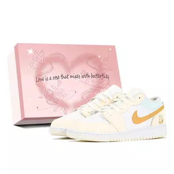 Кроссовки Air Jordan 1 Vintage Basketball Shoes Women's Low-top Yellow, белый