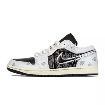 Кроссовки Air Jordan 1 Vintage Basketball Shoes Unisex Low-top Black/white/gray, черный/белый/серый