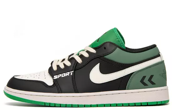 Кроссовки Air Jordan 1 Vintage Basketball Shoes Men Low-top Black/green, черный