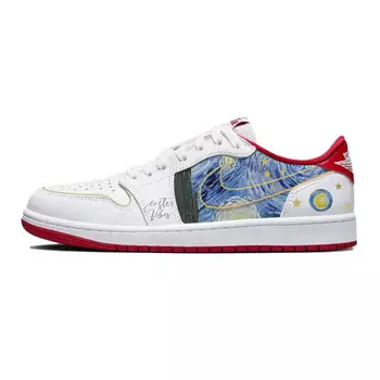 Кроссовки Air Jordan 1 Vintage Basketball Shoes Unisex Low-top White/red, белый/красный