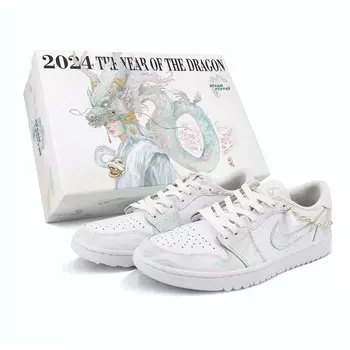 Кроссовки Air Jordan 1 Vintage Basketball Shoes Unisex Low-top White/Turquoise, белый