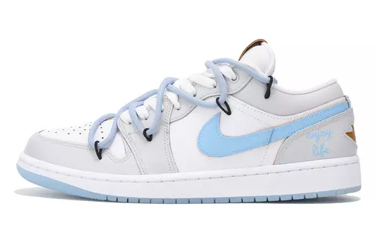 Кроссовки Air Jordan 1 Vintage Basketball Shoes Men Low-top Blue, синий