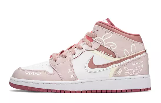Кроссовки Air Jordan 1 Vintage Basketball Shoes Women's Mid-top White/pink, белый