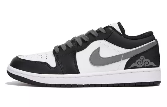 Кроссовки Air Jordan 1 Vintage Basketball Shoes Men Low-top Black/grey/white, черный/серый