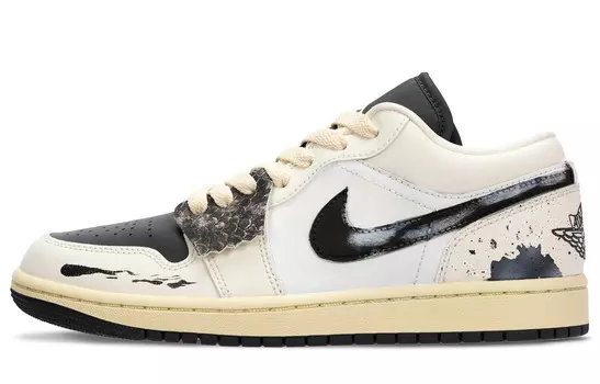 Кроссовки Air JORDAN 1 Vintage Basketball Shoes Women's Low-Top Black White, черный