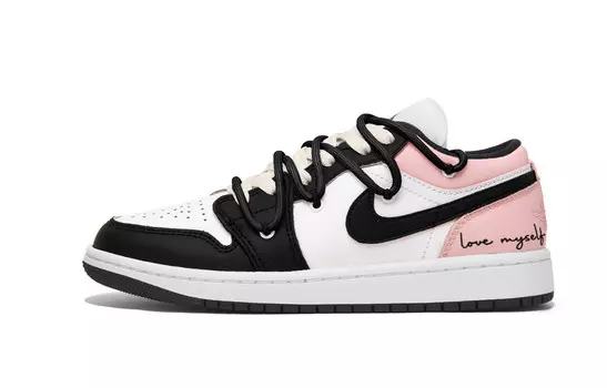 Кроссовки Air Jordan 1 Vintage Basketball Shoes Women's Low-top Black/powder, черный/розовый
