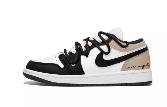 Кроссовки Air Jordan 1 Vintage Basketball Shoes Women's Low-top Back/Brown, черный/коричневый