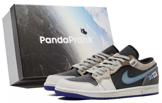 Кроссовки Air Jordan 1 Vintage Basketball Shoes Men Low-top Gray/White/Blue, серый/белый/синий