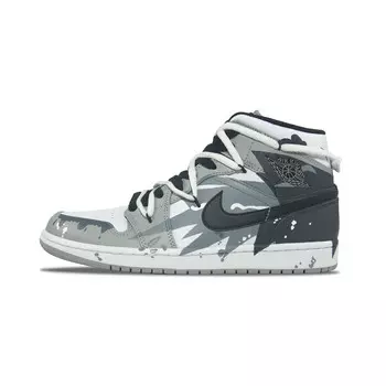 Кроссовки Air Jordan 1 Vintage Basketball Shoes Men Mid-top Black/white/gray, светло-серый