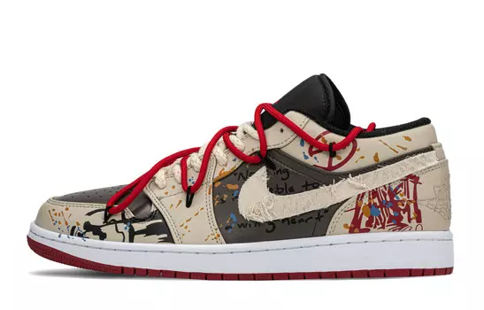 Кроссовки Air Jordan 1 Vintage Basketball Shoes Men Low-top Beige/Red, красный
