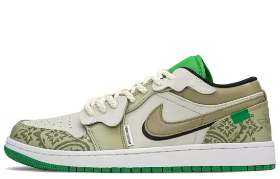Кроссовки Air Jordan 1 Vintage Basketball Shoes Men Low-top Beige/green, зеленый