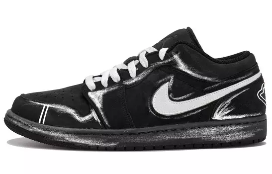 Кроссовки Air Jordan 1 Vintage Basketball Shoes Men Low-top Black/white, черный/белый