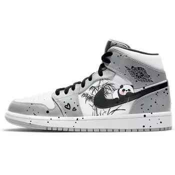 Кроссовки Air Jordan 1 Vintage Basketball Shoes Men Mid-top Grey/white, серый/белый