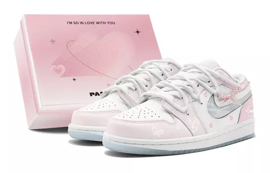 Кроссовки Air Jordan 1 Vintage Basketball Shoes Women's Low-top White, розовый