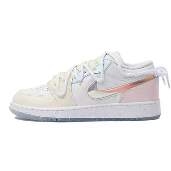 Кроссовки Air Jordan 1 Vintage Basketball Shoes Women's Low-top White/pink/blue/yellow, светло-желтый