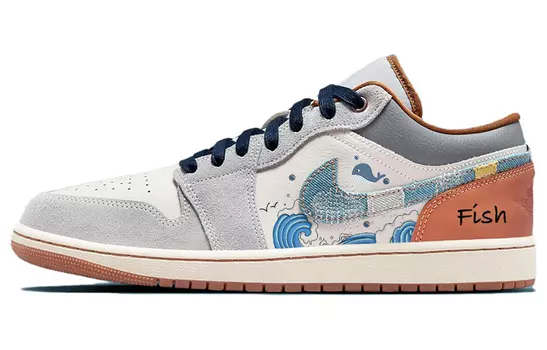Кроссовки Air JORDAN 1 Vintage Basketball Shoes Men Low-Top Blue White