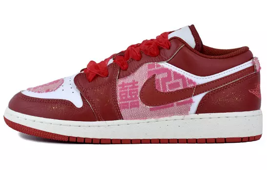 Кроссовки Air Jordan 1 Vintage Basketball Shoes Women's Low-top Red/White, цвет Burgundy