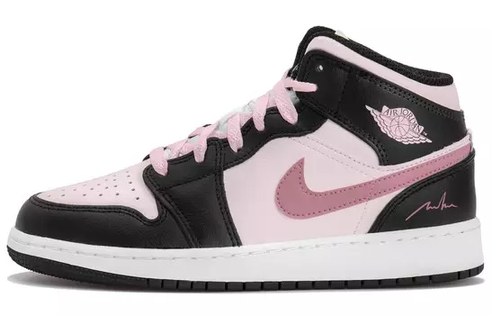 Кроссовки Air Jordan 1 Vintage Basketball Shoes Women's High-top Black/pink, черный/розовый