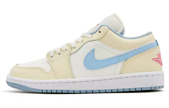 Кроссовки Air Jordan 1 Vintage Basketball Shoes Women's Low-top Beige/blue/pink, цвет Customized
