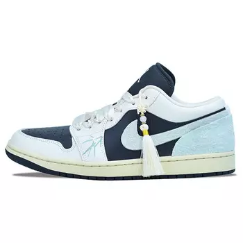 Кроссовки Air Jordan 1 Vintage Basketball Shoes Women's Low-top Blue/ivory White, голубой