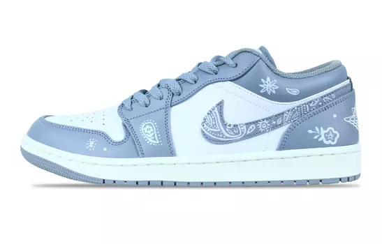 Кроссовки Air Jordan 1 Vintage Basketball Shoes Men Low-top Blue, светло-серый