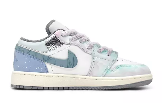 Кроссовки Air Jordan 1 Vintage Basketball Shoes Women's Low-top White/pink, голубой