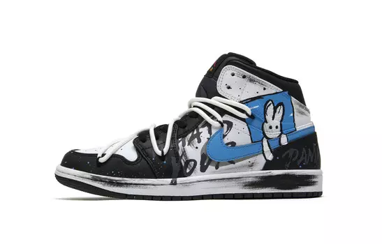 Кроссовки Air Jordan 1 Vintage Basketball Shoes Men High-top Black/blue/white, белый
