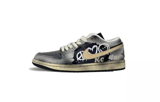 Кроссовки Air Jordan 1 Vintage Basketball Shoes Women's Low-top Gray, темно-серый