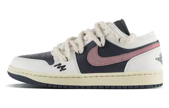 Кроссовки Air Jordan 1 Vintage Basketball Shoes Women's Low-top Black/pink/white, черный/розовый