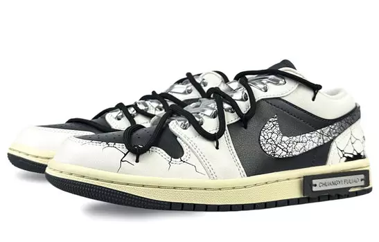 Кроссовки Air Jordan 1 Vintage Basketball Shoes Unisex Low-top White, черный