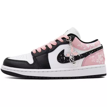 Кроссовки Air Jordan 1 Vintage Basketball Shoes Women's Low-top Pink/Black/White, черный/розовый