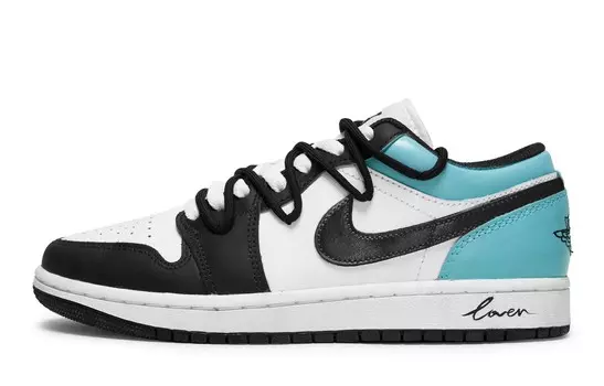 Кроссовки Air Jordan 1 Vintage Basketball Shoes Women's Low-top Young, черный/белый/синий