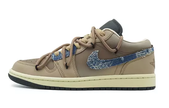 Кроссовки Air Jordan 1 Vintage Basketball Shoes Women's Low-top Brown/Blue, коричневый/синий