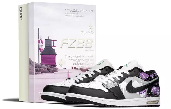 Кроссовки Air Jordan 1 Vintage Basketball Shoes Men Low-top Black/purple, фиолетовый