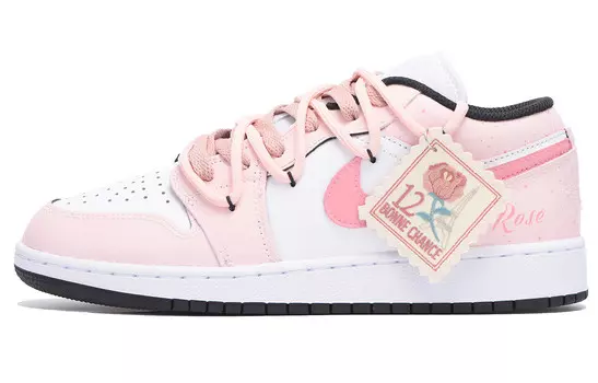 Кроссовки Air Jordan 1 Vintage Basketball Shoes Women's Low-top White/Pink, розовый