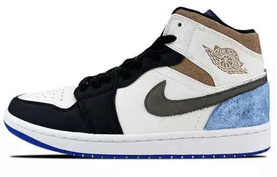 Кроссовки Air Jordan 1 Vintage Basketball Shoes Men Mid-top White/Black/Blue, белый