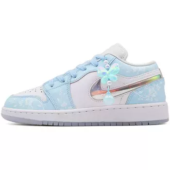 Кроссовки Air Jordan 1 Vintage Basketball Shoes Women's Low-top Blue/white, белый/синий