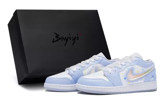Кроссовки Air Jordan 1 Vintage Basketball Shoes Women's Low-top White, синий/белый